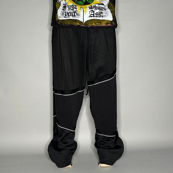 Vintage Y2K Lebron Nike Sweatpants Mens 2XL Baggy Wide Leg Jet Black White Logo - Picture 4 of 5